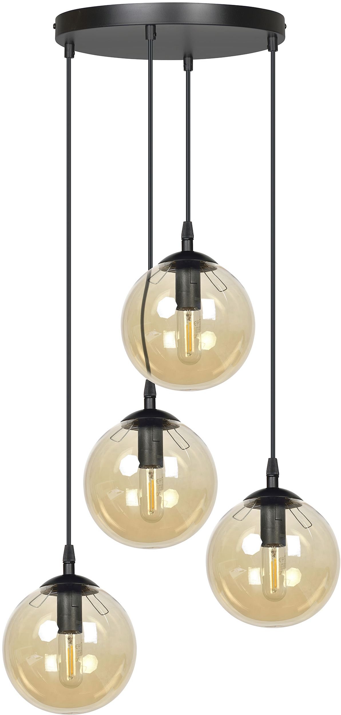 Emibig Cosmo lampă suspendată 4x40 W negru-chihlimbar 713/4PREM