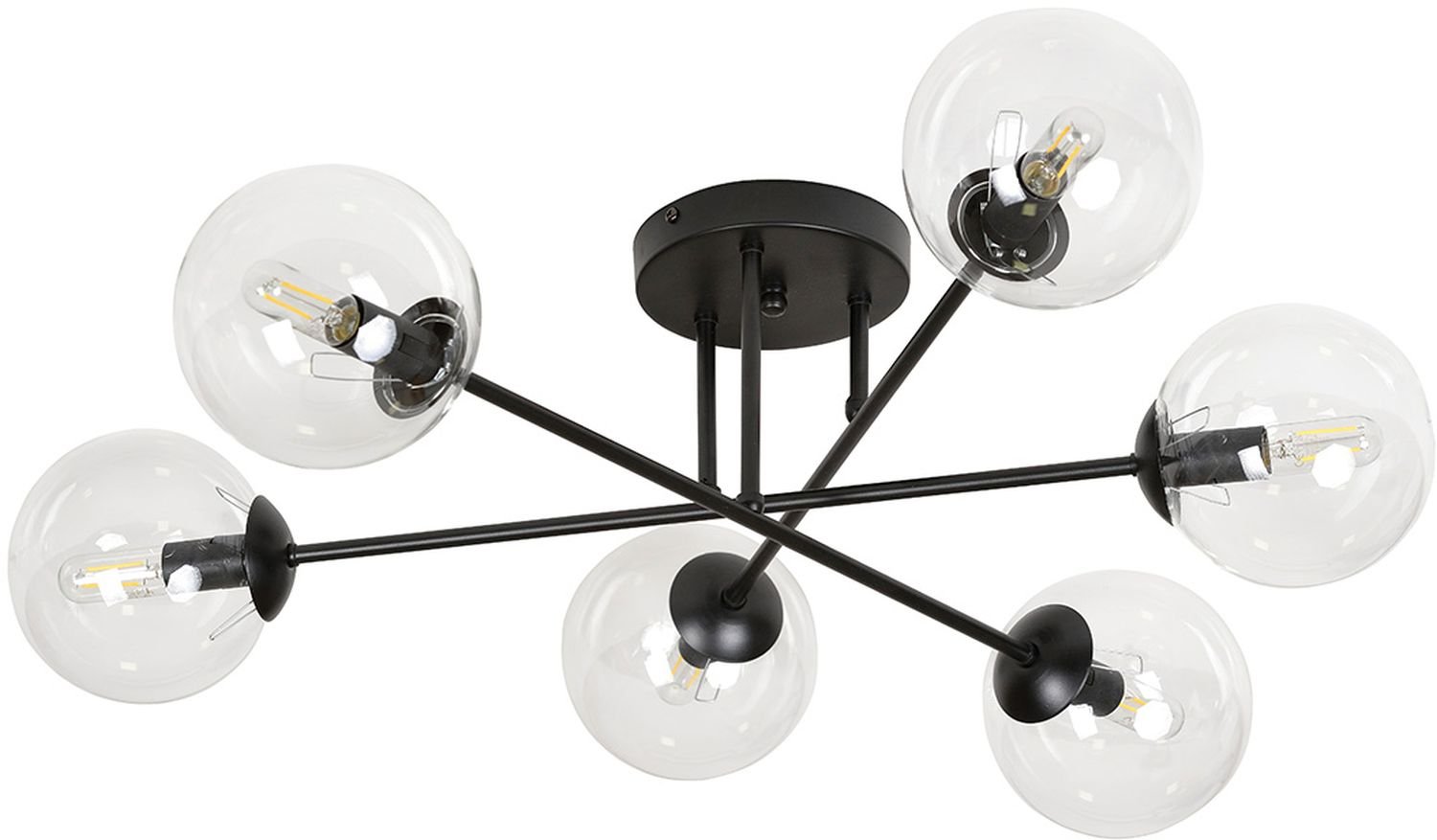 Emibig Brendi lampă de tavan 6x40 W negru-transparent 831/6B