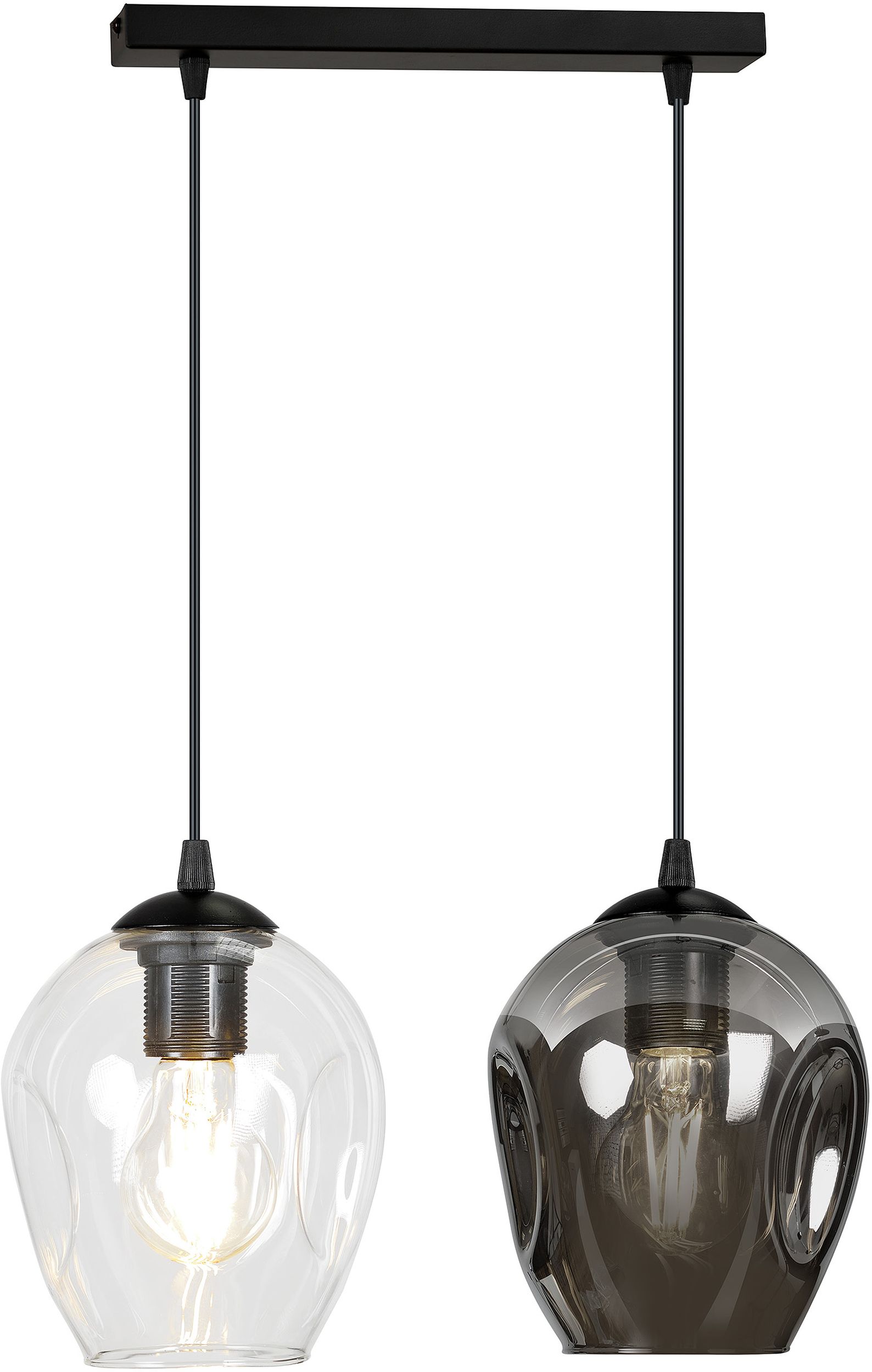 Emibig Istar lampă suspendată 2x60 W negru-transparent-grafit 682/2