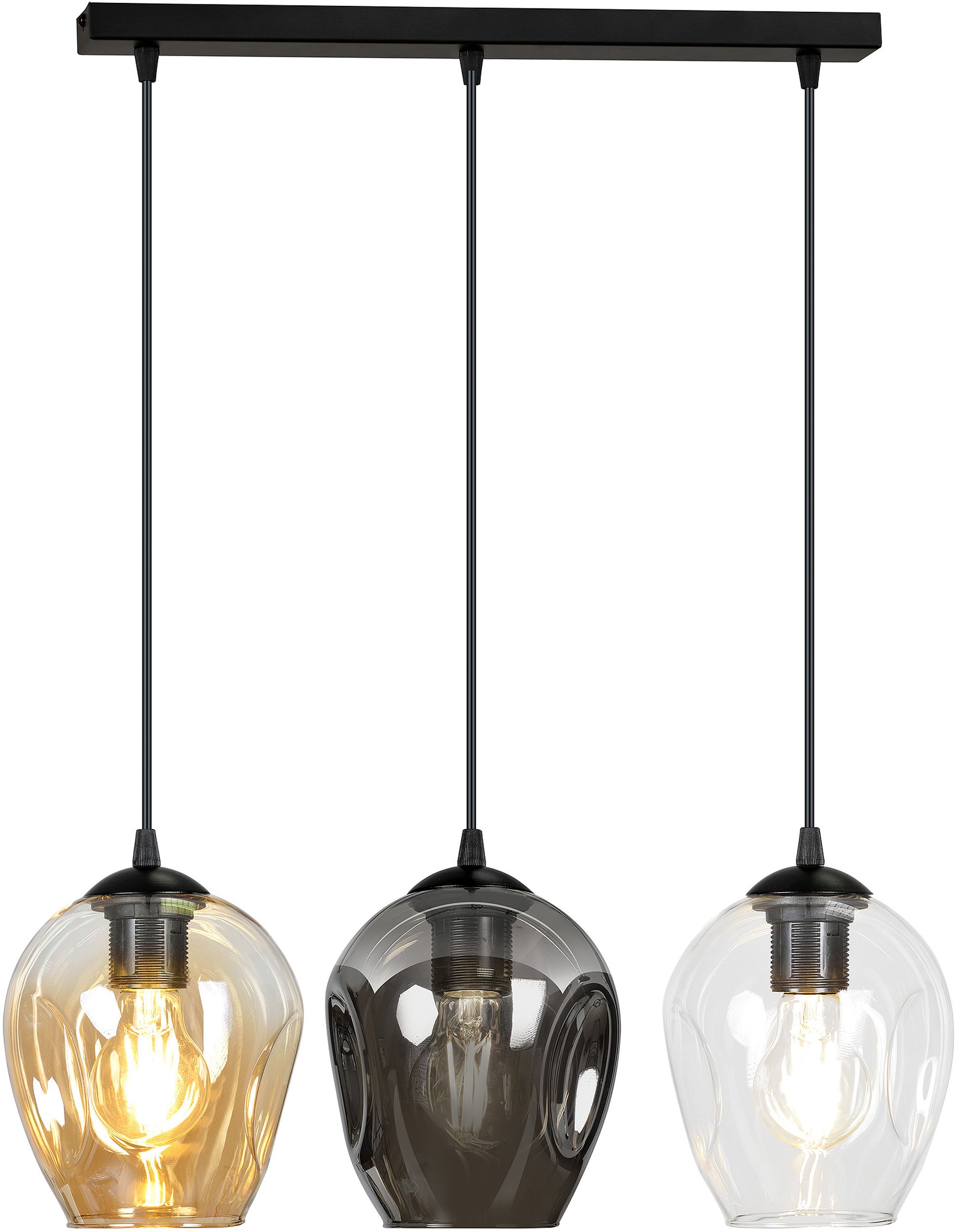 Emibig Istar lampă suspendată 3x15 W negru-transparent-chihlimbar-grafit 678/3