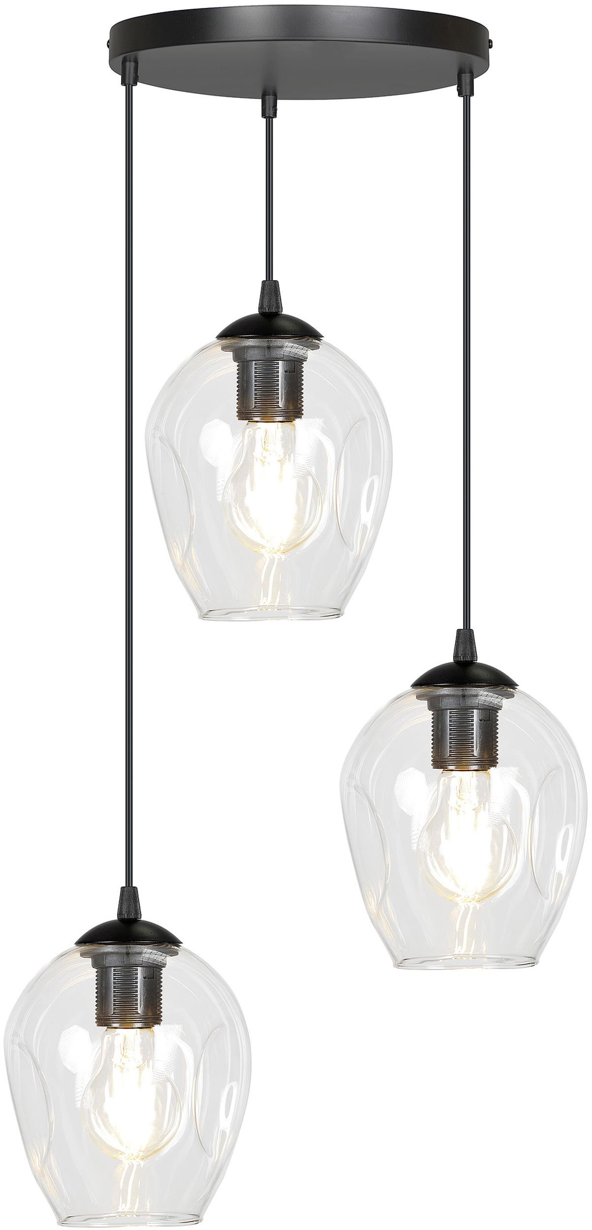 Emibig Istar lampă suspendată 3x60 W negru-transparent 679/3PREM