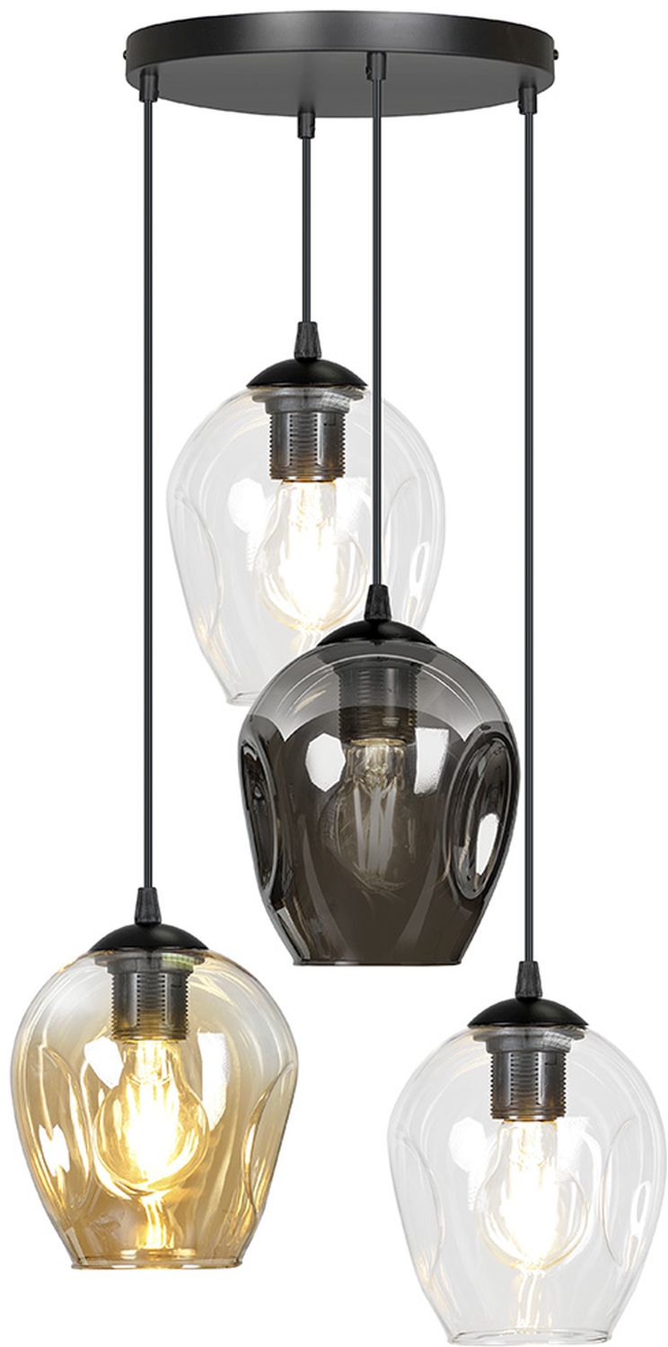 Emibig Istar lampă suspendată 4x60 W negru-transparent-chihlimbar-grafit 682/4PREM