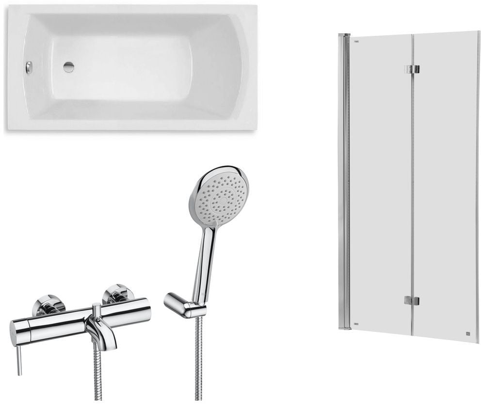 Set paravan cadă Roca Capital AM4111512M, baterie cadă-duș Roca Lanta A5A0111C00, A248540000