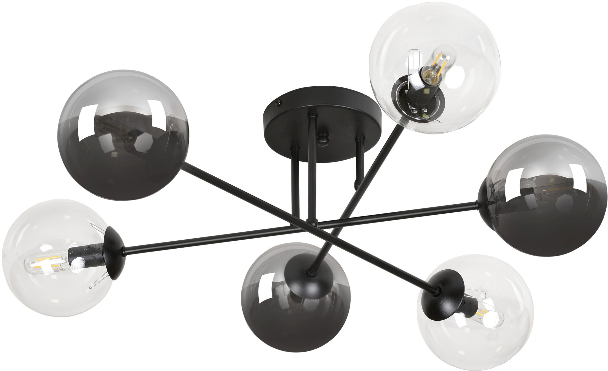 Emibig Brendi lampă de tavan 6x10 W negru-transparent-grafit 834/6B1