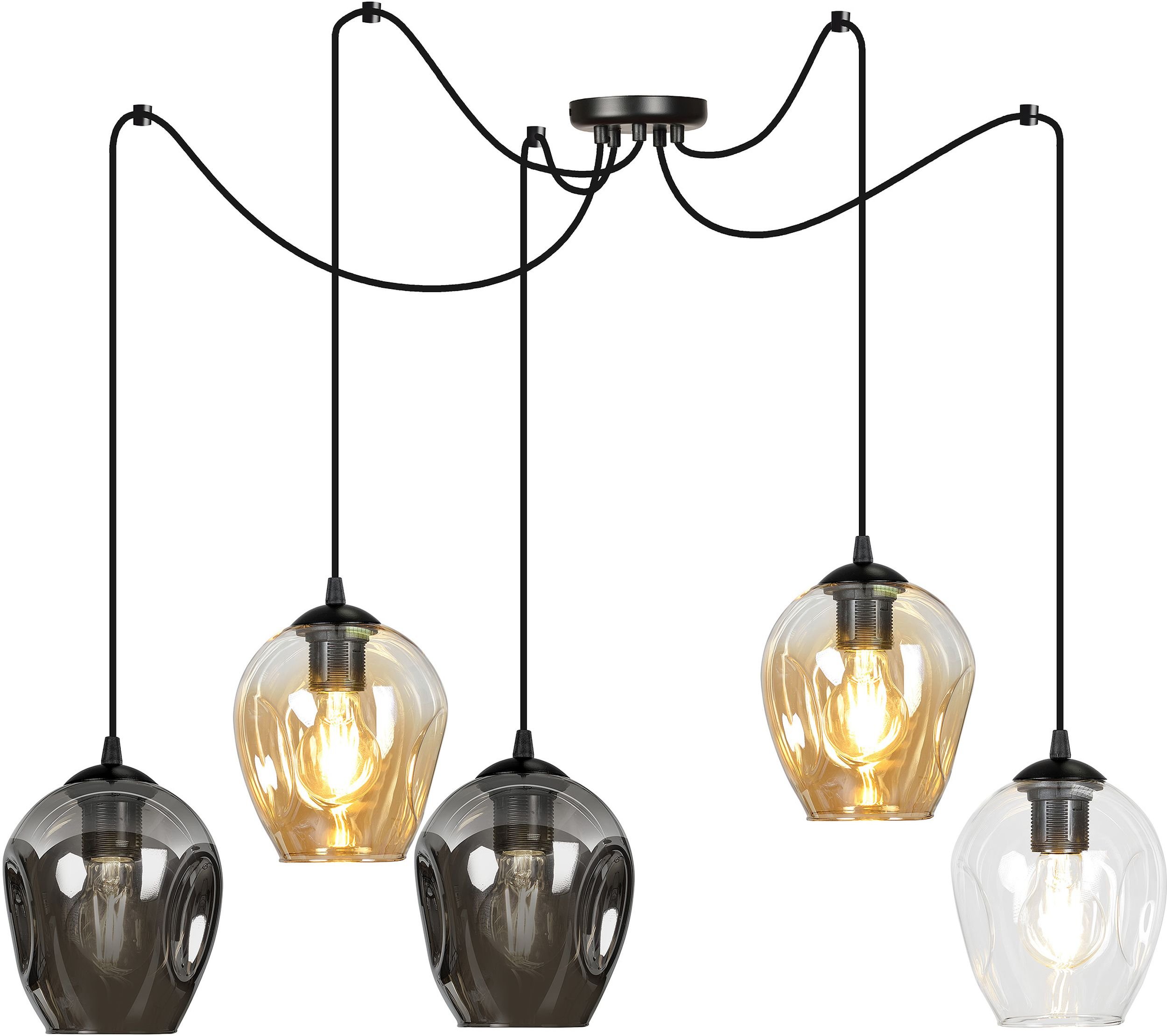 Emibig Level lampă suspendată 5x60 W negru-transparent-chihlimbar-grafit 759/5