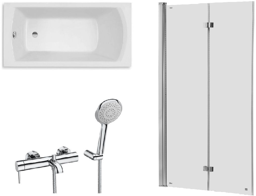 Set cada dreptunghiulară Roca Linea Slim A248542000, paravan cadă Roca Capital AM4111512M, A5A0111C00