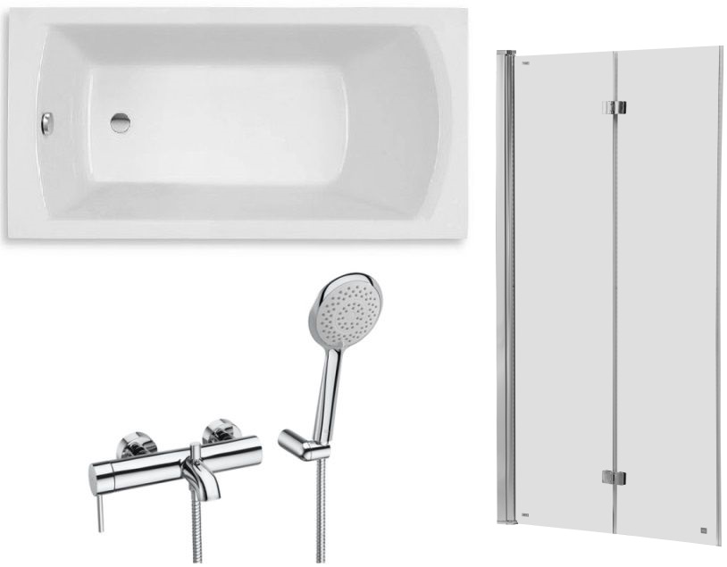 Set cada dreptunghiulară Roca Linea Slim A248543000, paravan cadă Roca Capital AM4111512M, A5A0111C00