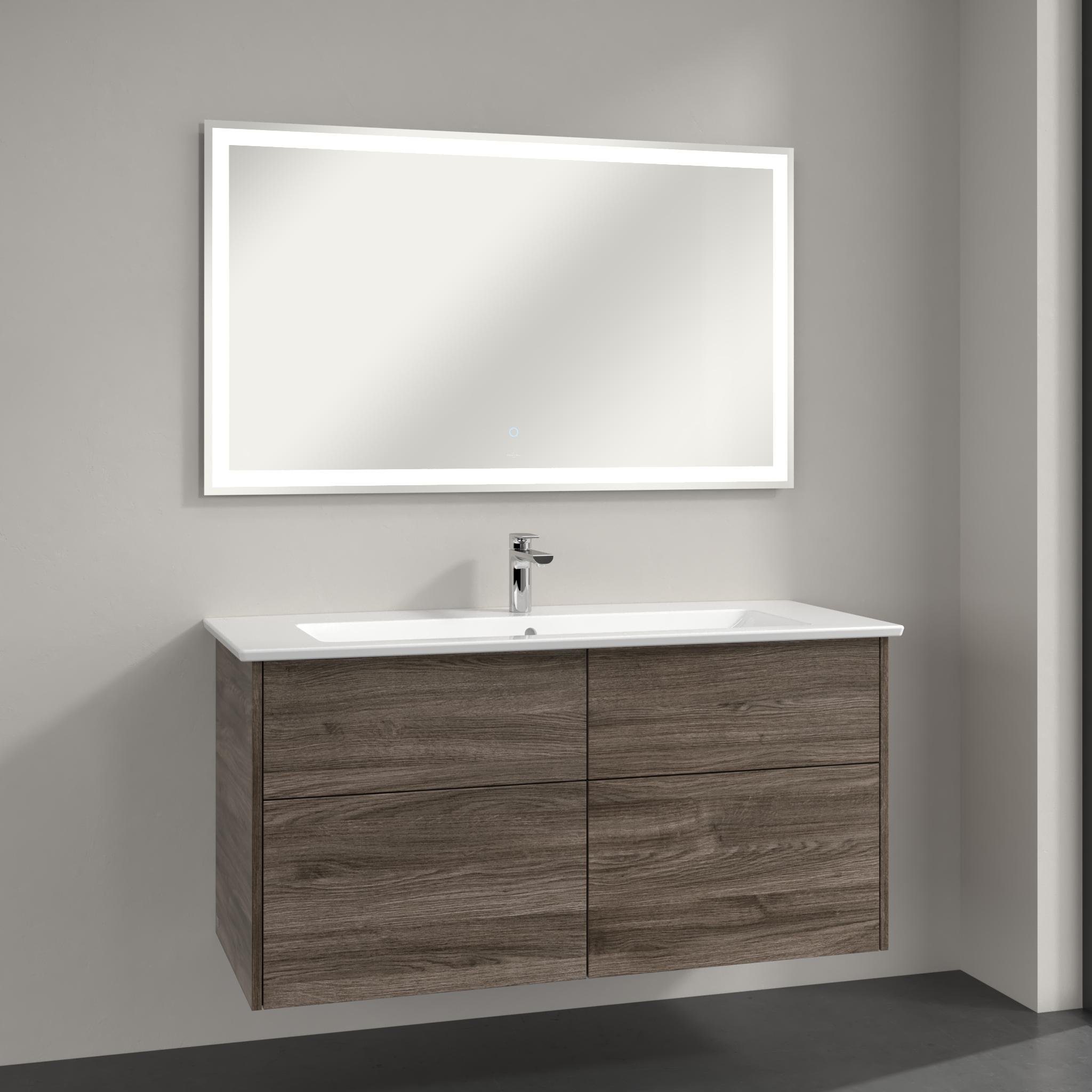 Villeroy & Boch Finero lavoar cu dulap și oglindă 120 cm gri S00304RKR1