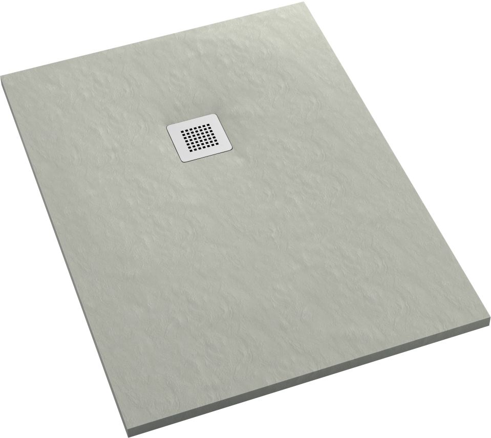 Schedpol Kalait Cement Stone cădiță de duș dreptunghiulară + capac mascare 140x80 cm ciment 3.3110/CT/ST-M2