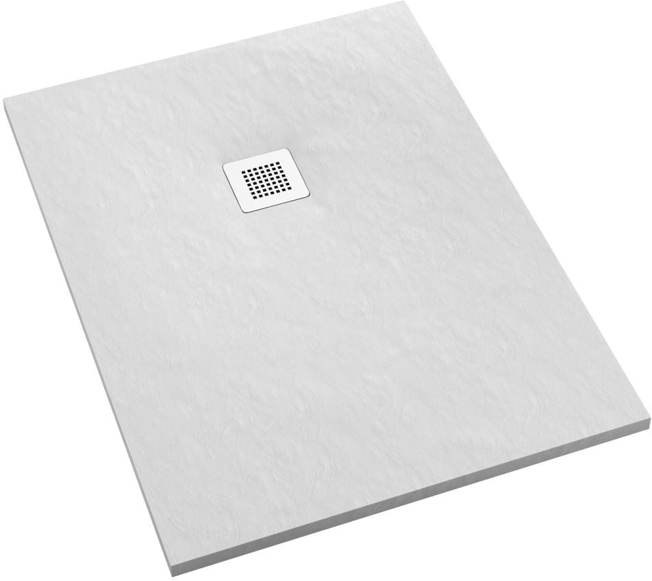 Schedpol Kalait White Stone cădiță de duș dreptunghiulară + capac mascare 100x80 cm alb 3.3106/B/ST-M2