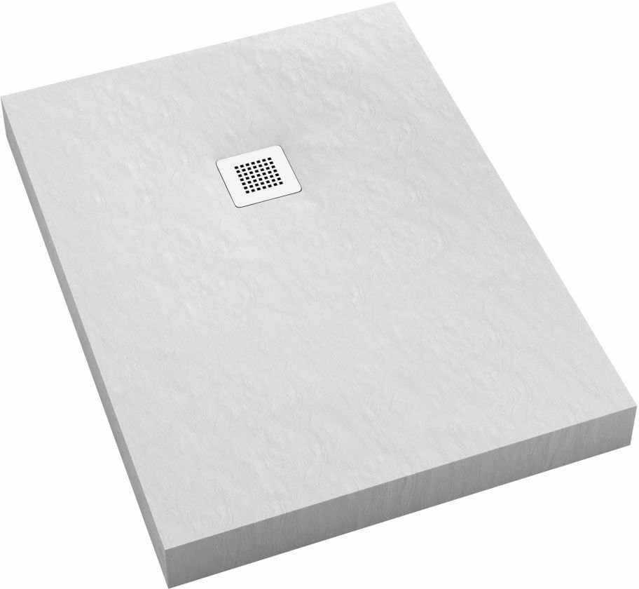 Schedpol New Horizons White Stone cădiță de duș dreptunghiulară + capac mascare 120x80 cm alb 3.3308/B/ST-M2