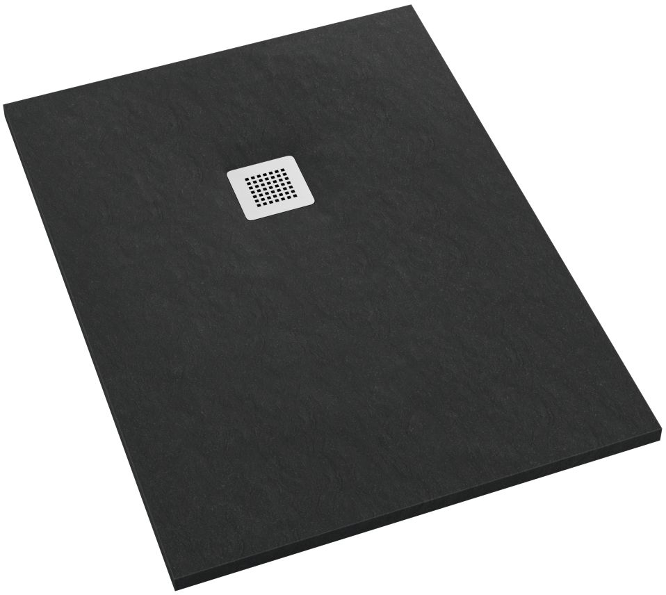 Schedpol Kalait Black Stone cădiță de duș dreptunghiulară + capac mascare 120x100 cm negru 3.3125/C/ST-M2