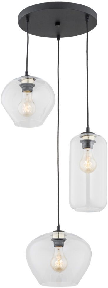 Argon Kalimera lampă suspendată 3x15 W negru-transparent 1431