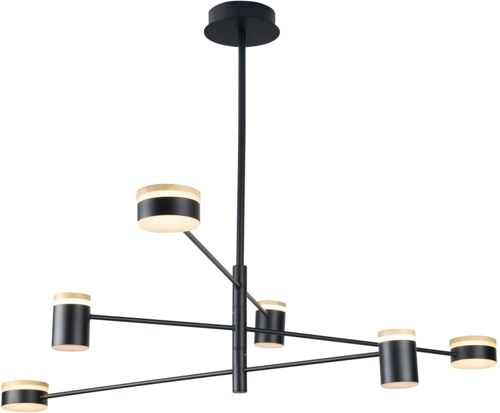 MaxLight Puma lampă de tavan 6x7 W negru-lemn P0407