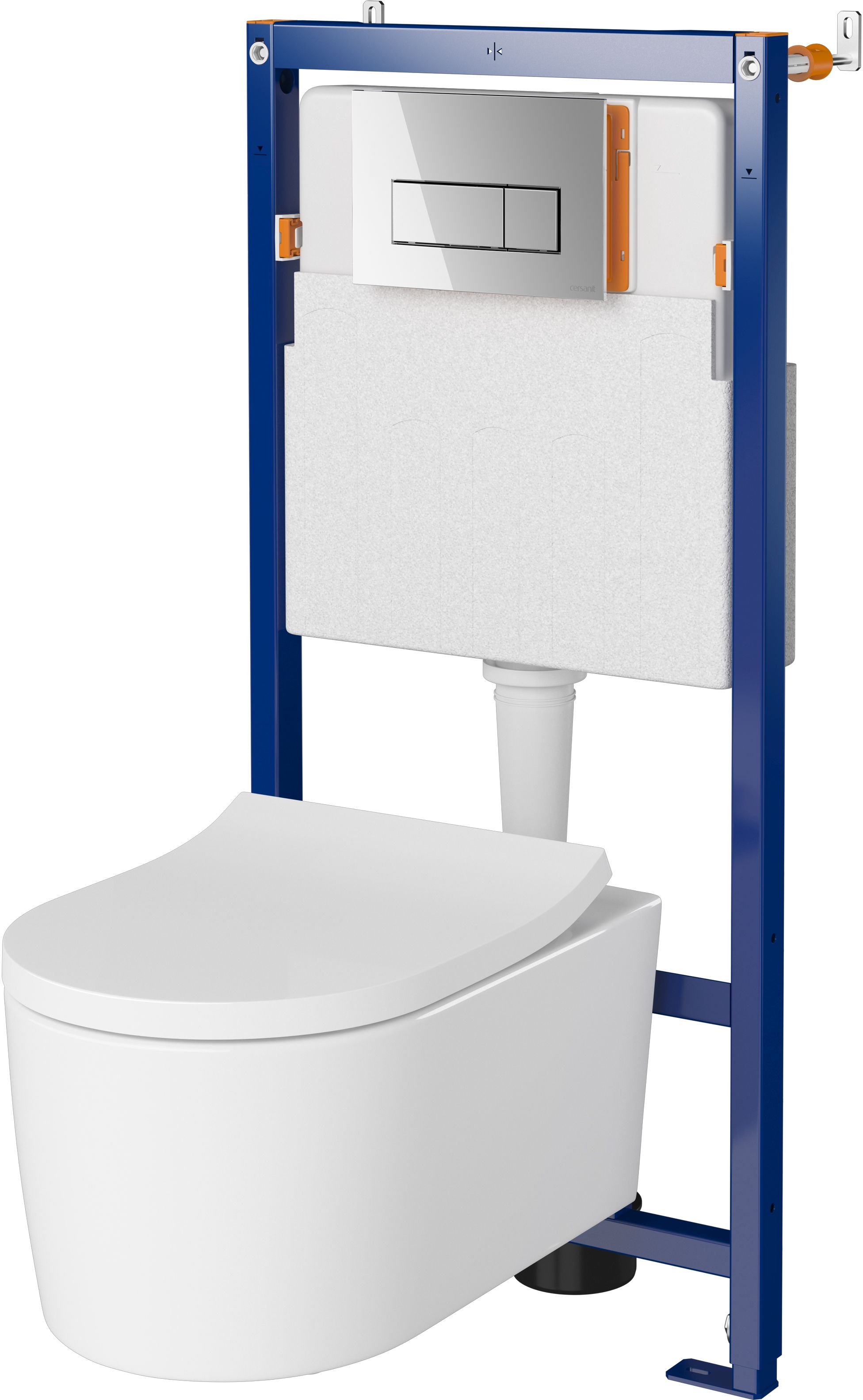 Set vas WC Cersanit Inverto K671-001, cadru încastrat Cersanit Tech Line Opti K97-492, K98-0187, K97-497