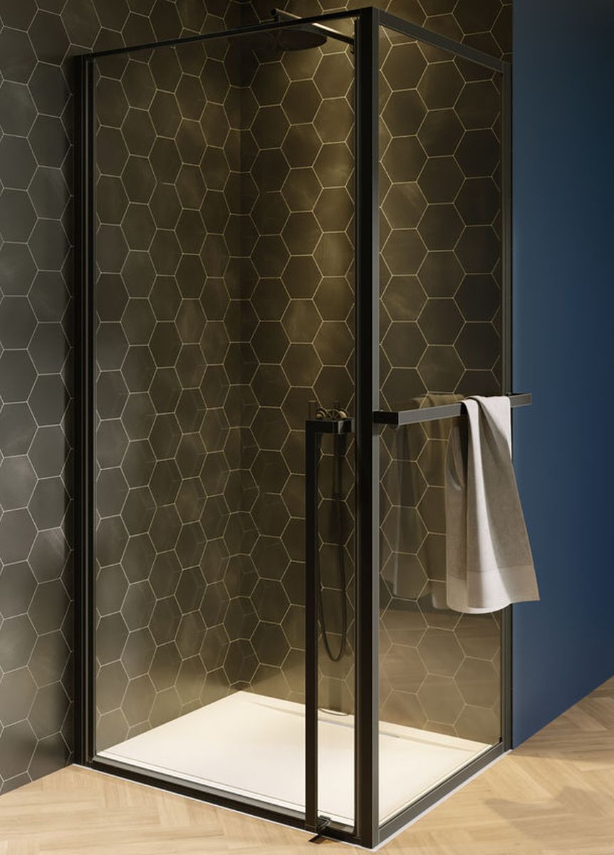 Riho Lucid cabină de duș 80x80 cm pătrat negru mat/sticlă transparentă G005007121