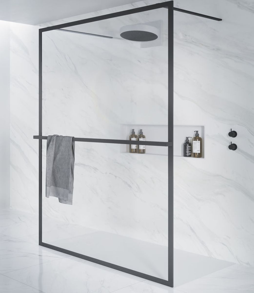 Riho Lucid perete de duș 100 cm negru mat/sticla transparentă G005030121