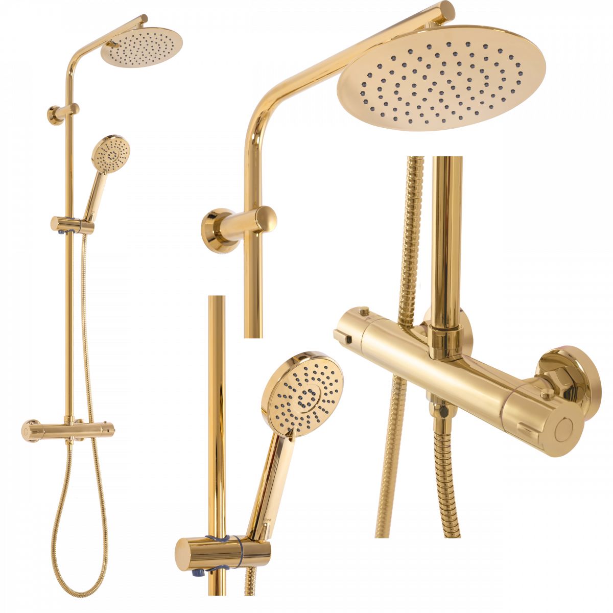 Rea Bliss set de duș perete cu termostat cu duș de ploaie auriu REA-P8806