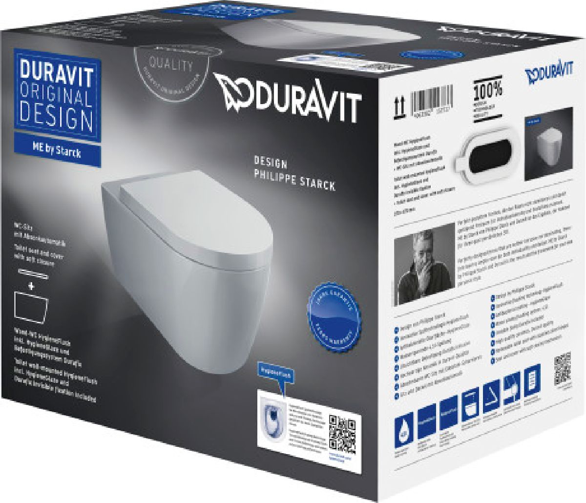 Duravit ME by Starck vas wc cu capac soft-close agăţat fără margine alb 45790920A1
