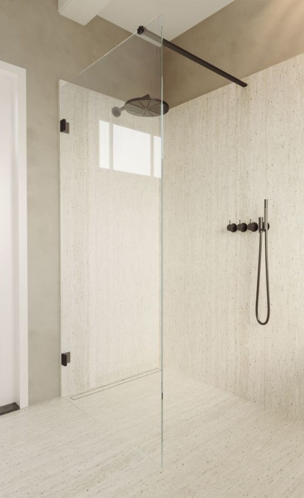 Riho Scandic perete cabină de duș walk-in 80 cm negru mat/sticla transparentă G001110121