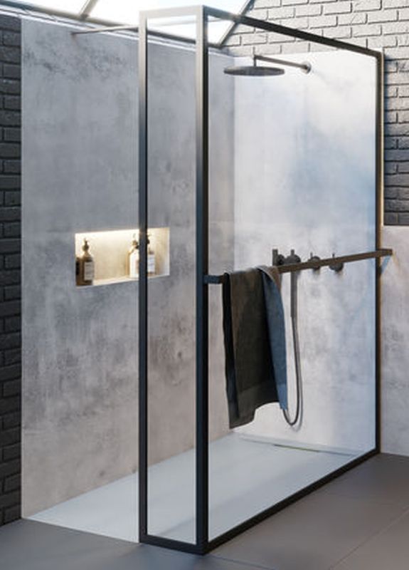 Riho Lucid cabină de duș walk-in 90x30 cm negru mat/sticlă transparentă G005033121