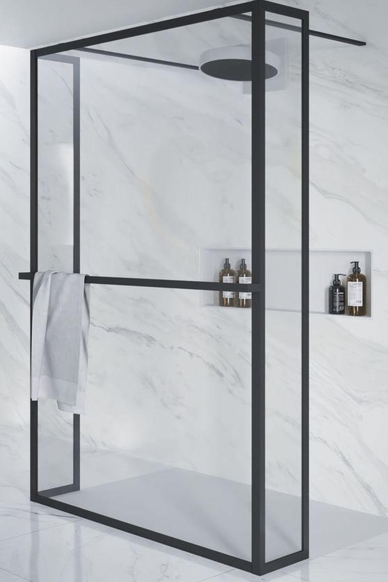 Riho Lucid cabină de duș walk-in 120x30 cm negru mat/sticlă transparentă G005039121