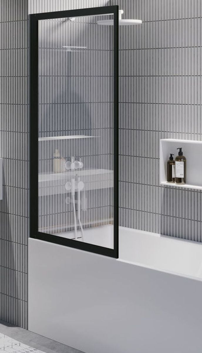Riho Lucid paravan cadă 80 cm o piesă negru mat/sticlă transparentă G005046121