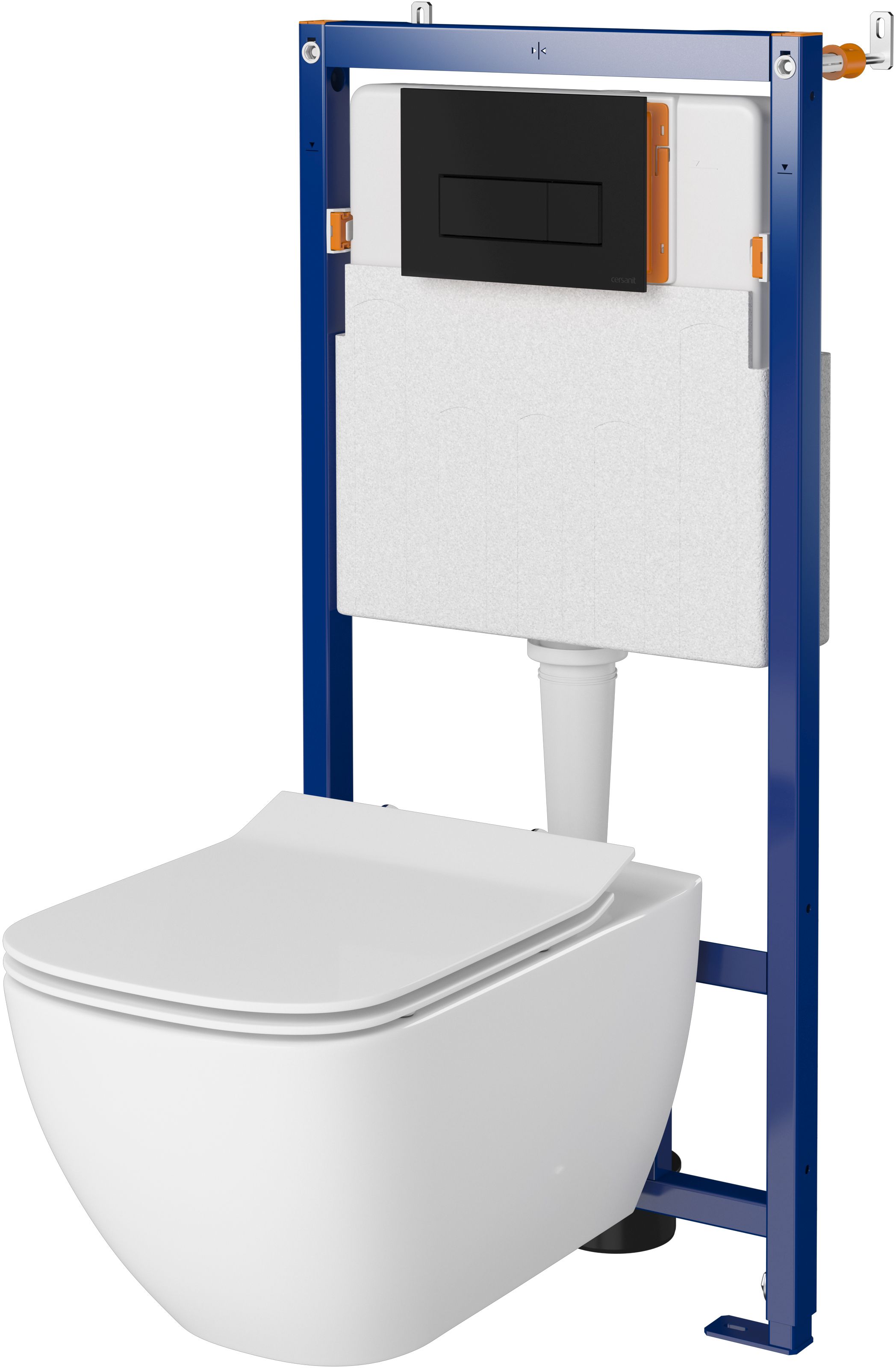 Set vas WC Cersanit Virgo K38-014, cadru încastrat Cersanit Tech Line Opti K97-492, K98-0220, K97-501