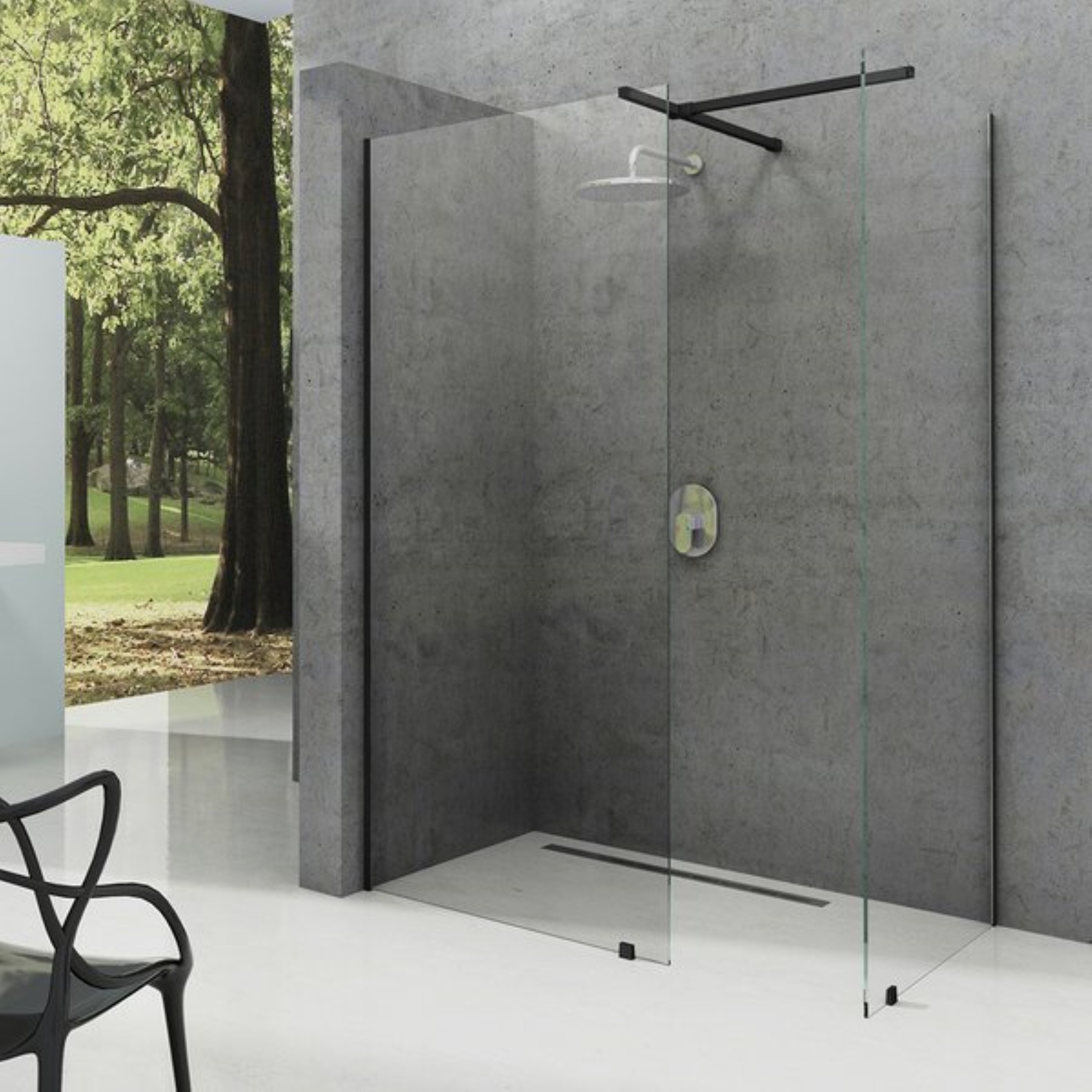 Ravak Walk-In perete cabină de duș walk-in 80 cm negru mat/sticla transparentă GW9W40300Z1