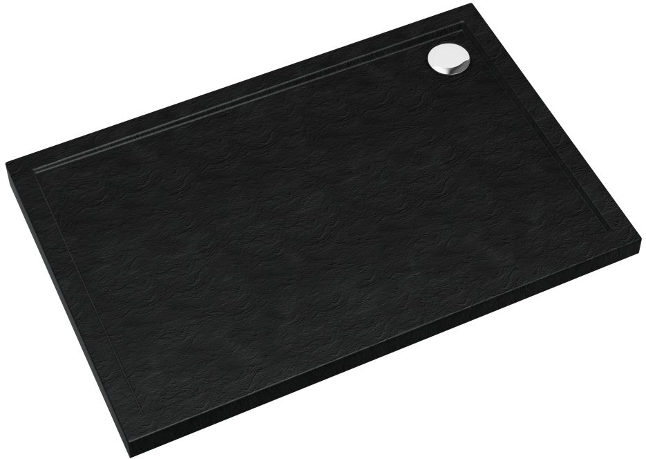 Schedpol Caspar New Black Stone cădiță de duș dreptunghiulară cu sifon x80 cm negru 3.2338/C/ST