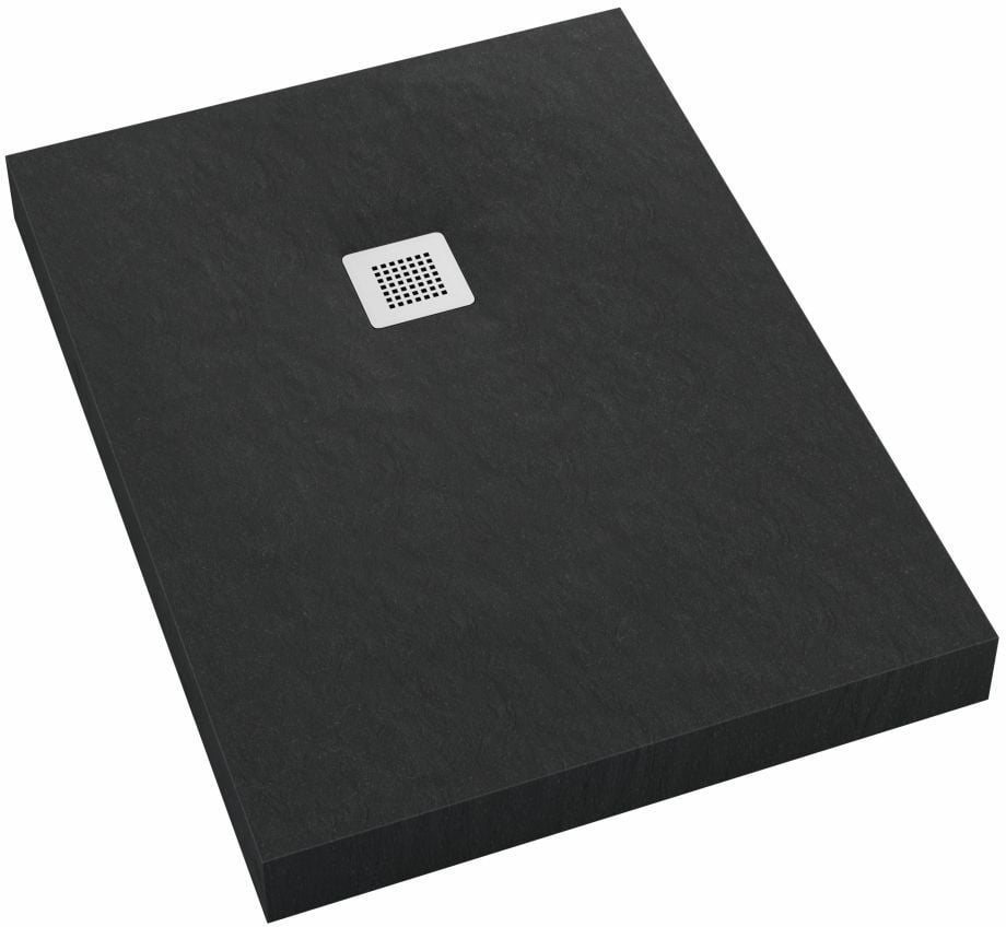 Schedpol New Horizons Black Stone cădiță de duș dreptunghiulară + capac mascare 140x100 cm negru 3.3327/C/ST-M2