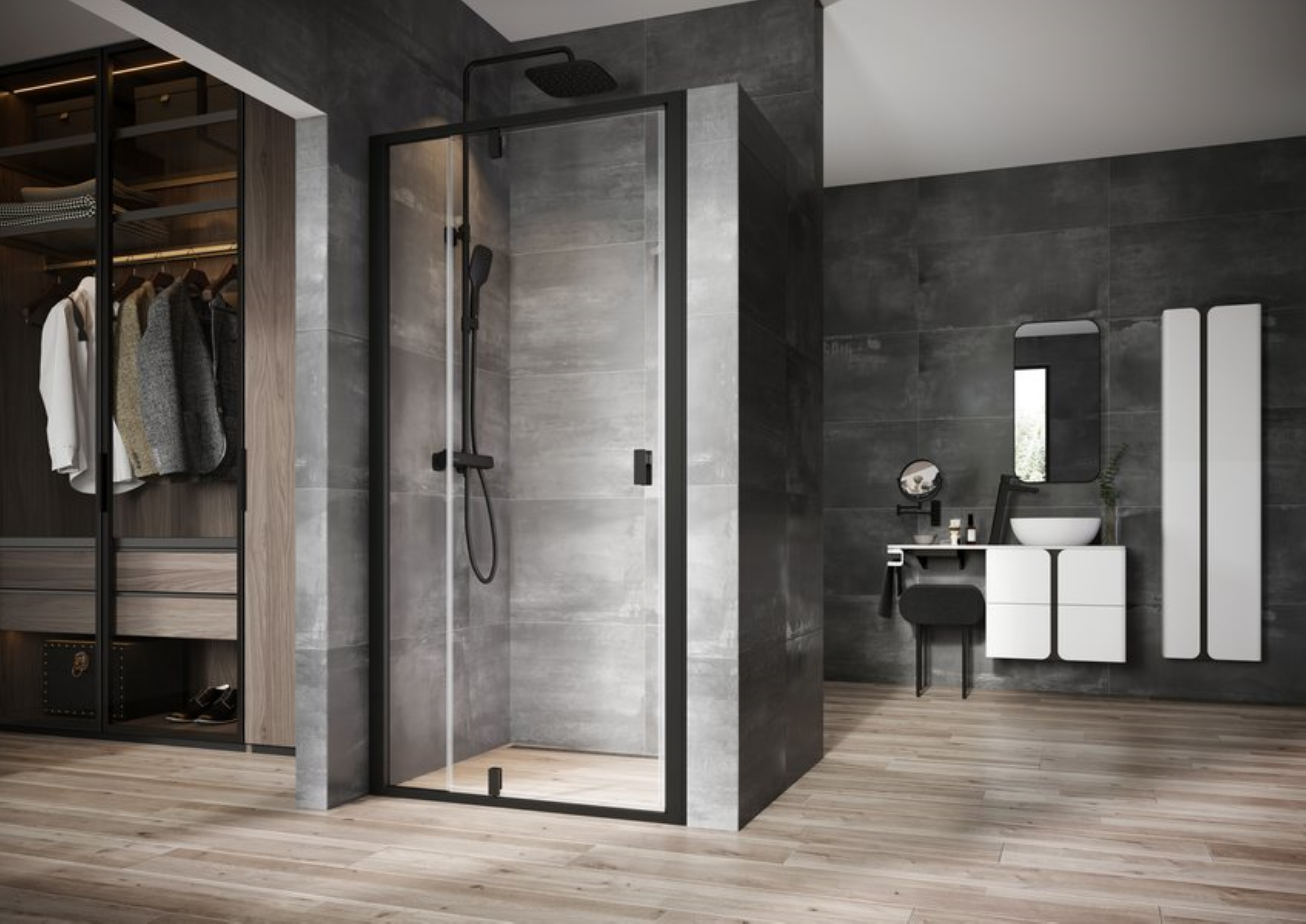 Ravak Nexty uși de duș 100 cm înclinabilă negru mat/sticlă transparentă 03OA0300Z1