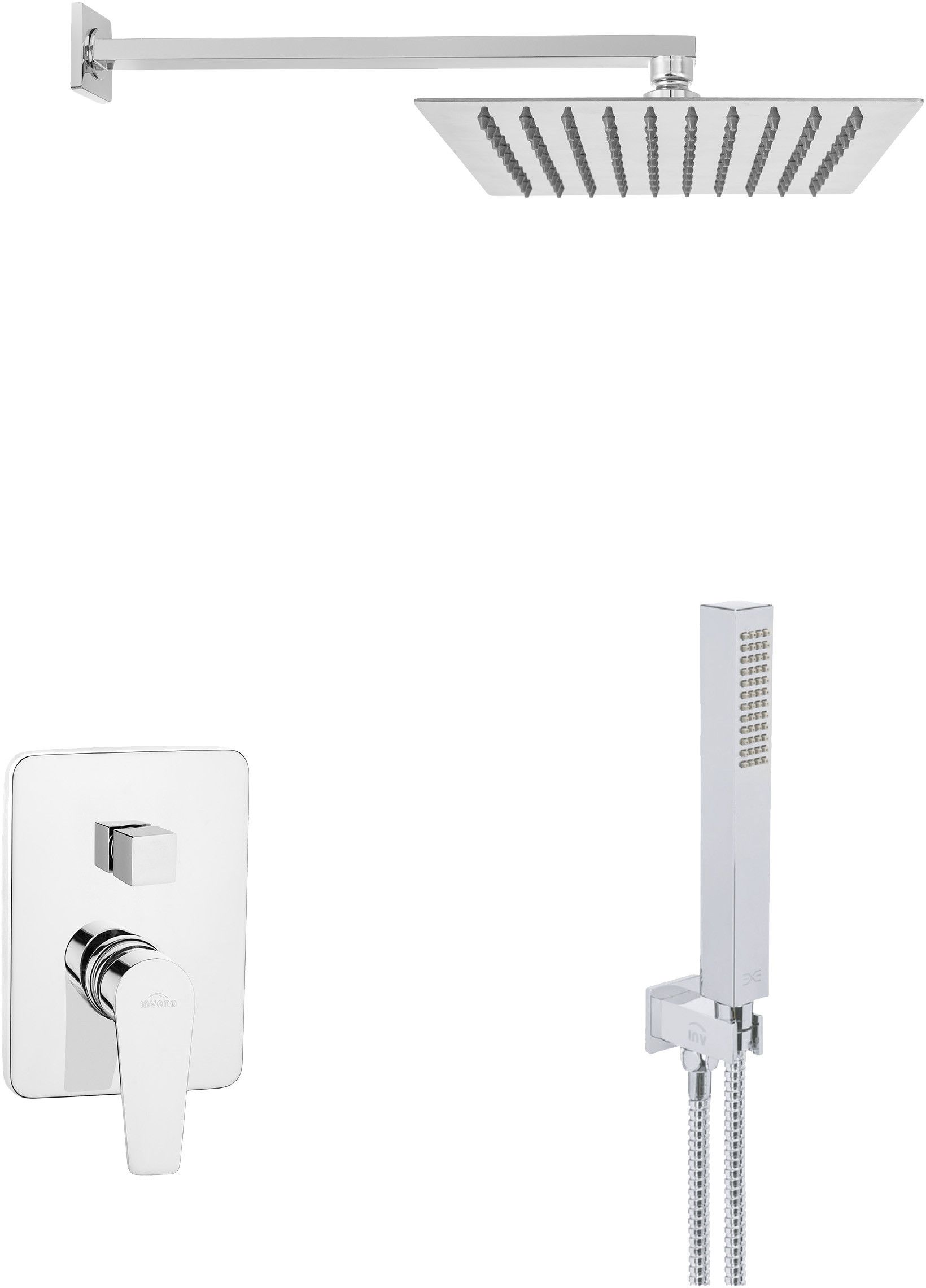 Invena Dokos set de duș ascuns cu duș de ploaie crom BS-19-CK2
