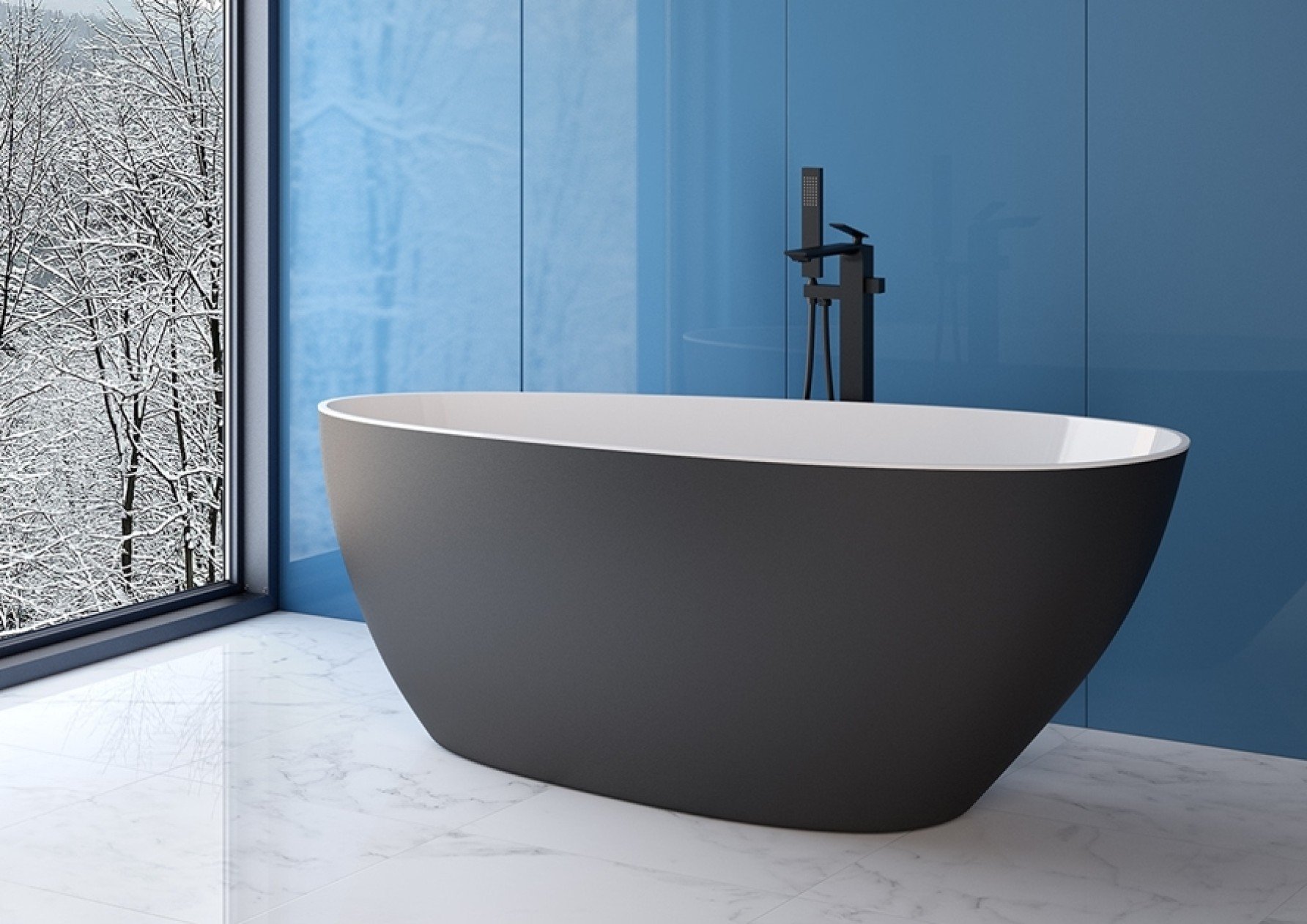 Besco Goya cadă freestanding 142x62 cm ovală bicolor #WMMC-140GKW