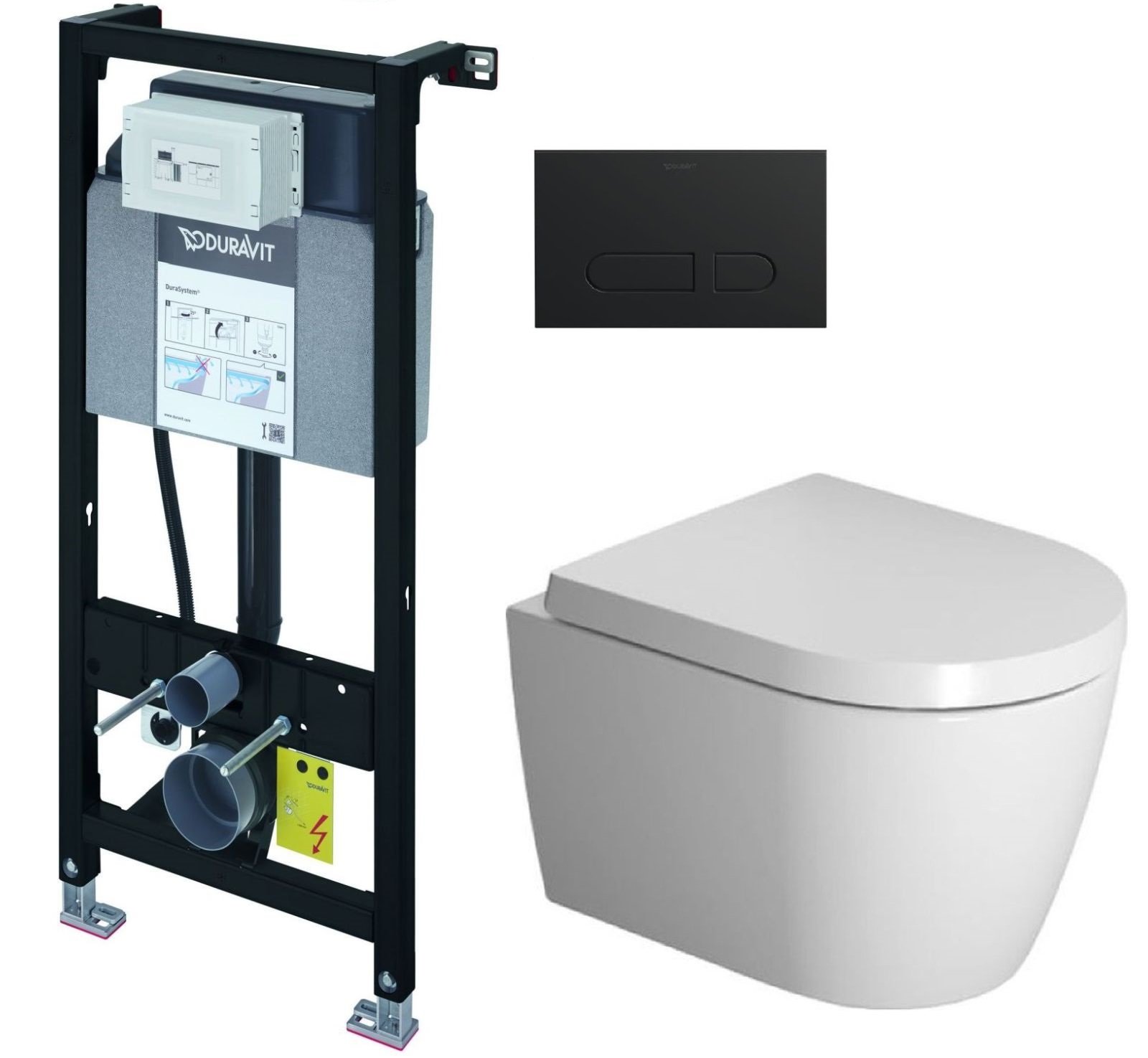 Set vas WC cu capac soft-close Duravit ME by Starck 45300900A1, cadru încastrat Duravit DuraSystem WD1011000000, WD5001031000