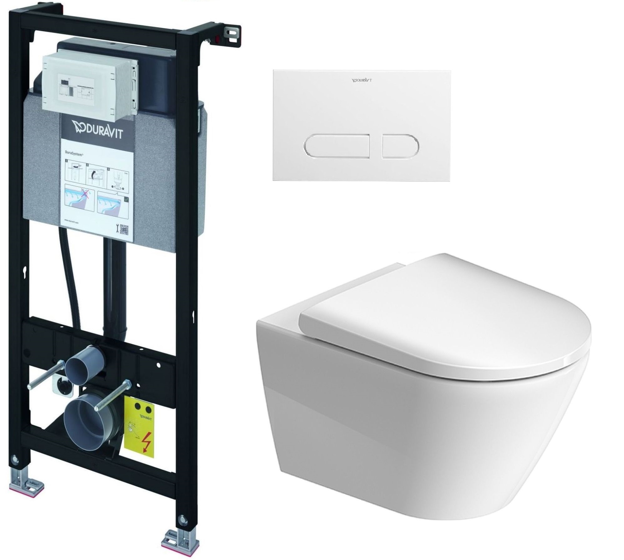 Set cadru încastrat Duravit DuraSystem WD1011000000, vas WC cu capac soft-close Duravit D-Neo 45770900A1, WD5001011000