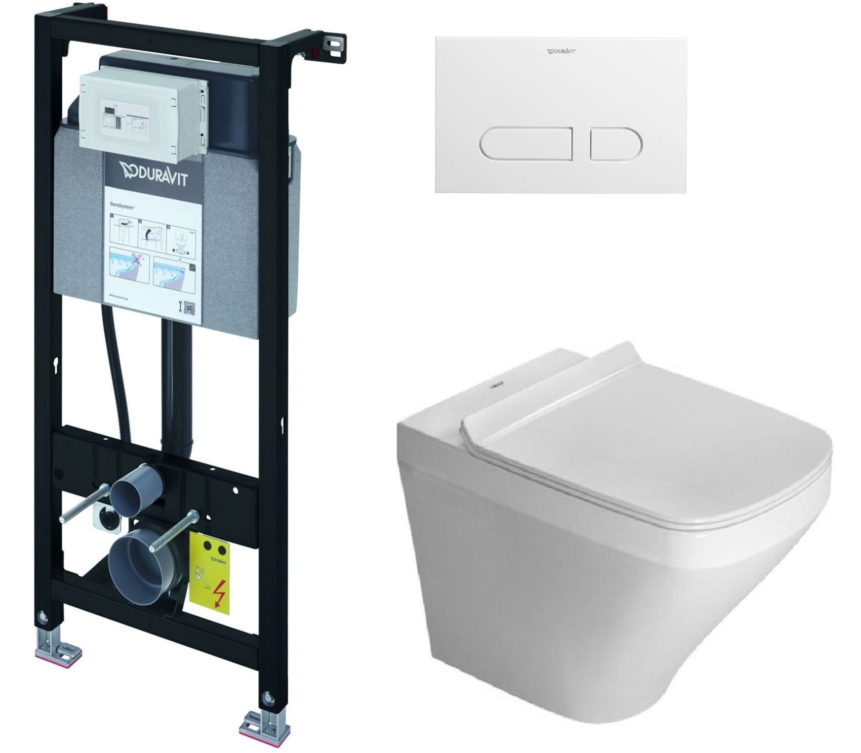 Set vas WC cu capac soft-close Duravit DuraStyle 45510900A1, cadru încastrat Duravit DuraSystem WD1011000000, WD5001011000