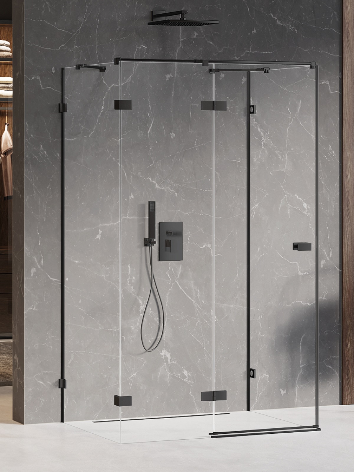 New Trendy Avexa Black cabină de duș 100x80 cm dreptunghiular negru mat/sticlă transparentă EXK-2608