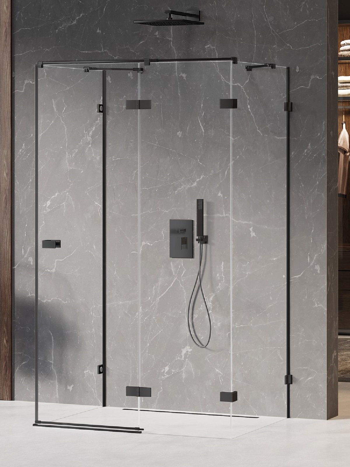 New Trendy Avexa Black cabină de duș 110x80 cm dreptunghiular negru mat/sticlă transparentă EXK-2629