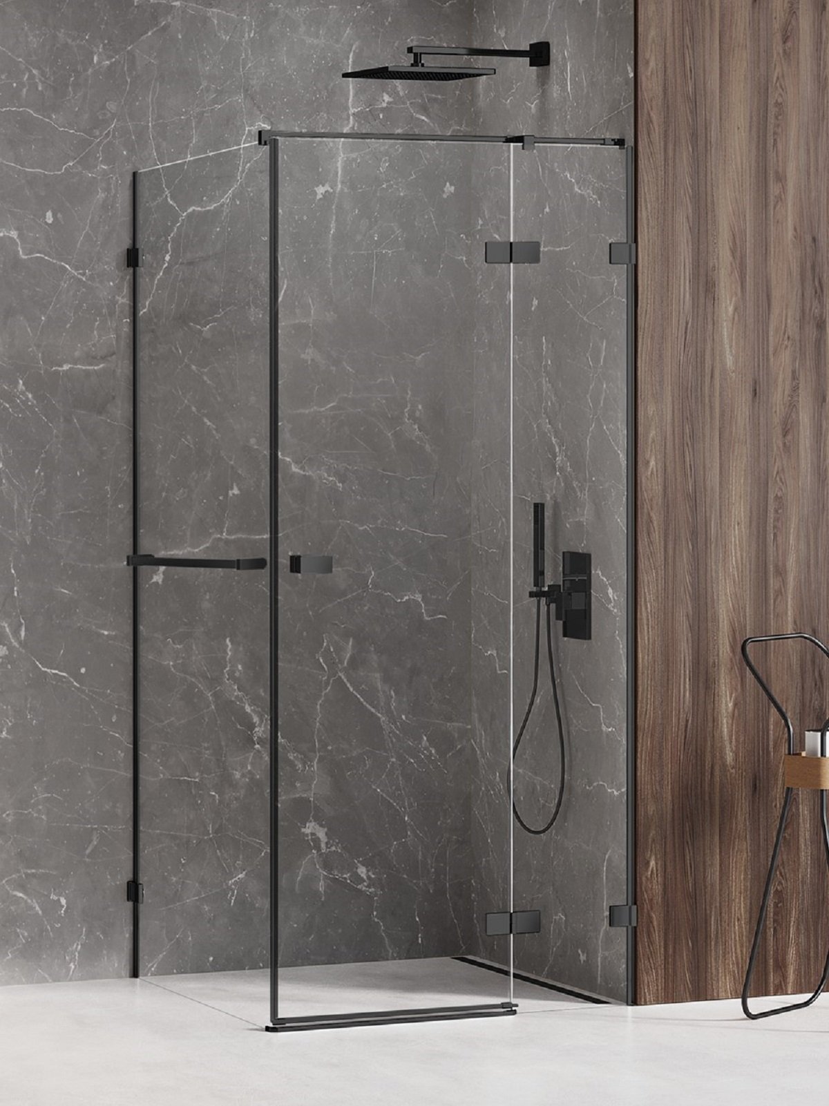 New Trendy Avexa Black cabină de duș 110x90 cm dreptunghiular negru mat/sticlă transparentă EXK-2585