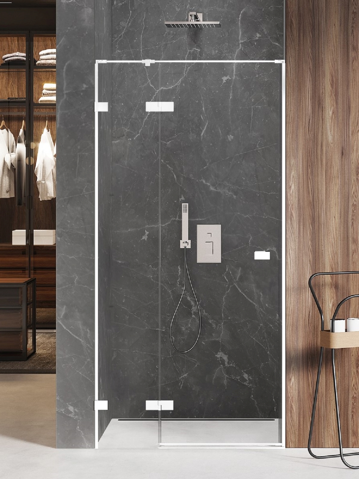 New Trendy Avexa White uși de duș 110 cm înclinabilă alb mat/sticlă transparentă EXK-2693