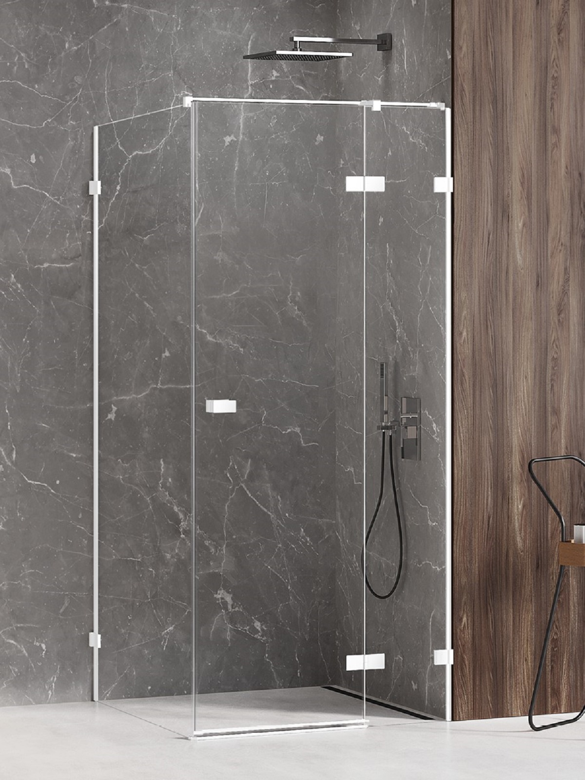 New Trendy Avexa White cabină de duș 90x80 cm dreptunghiular alb mat/sticlă transparentă EXK-2738