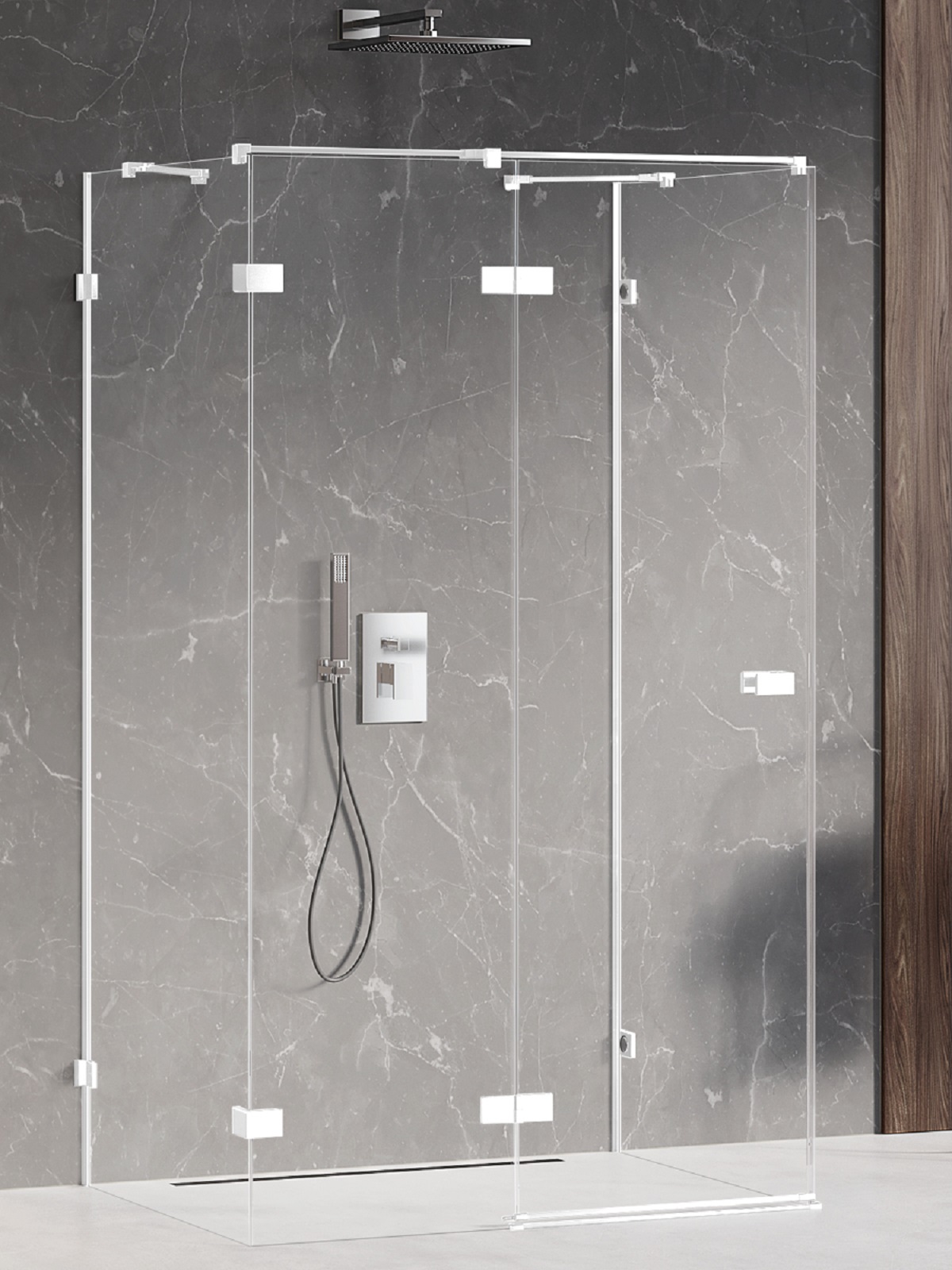 New Trendy Avexa White cabină de duș 90x80 cm dreptunghiular alb mat/sticlă transparentă EXK-2853