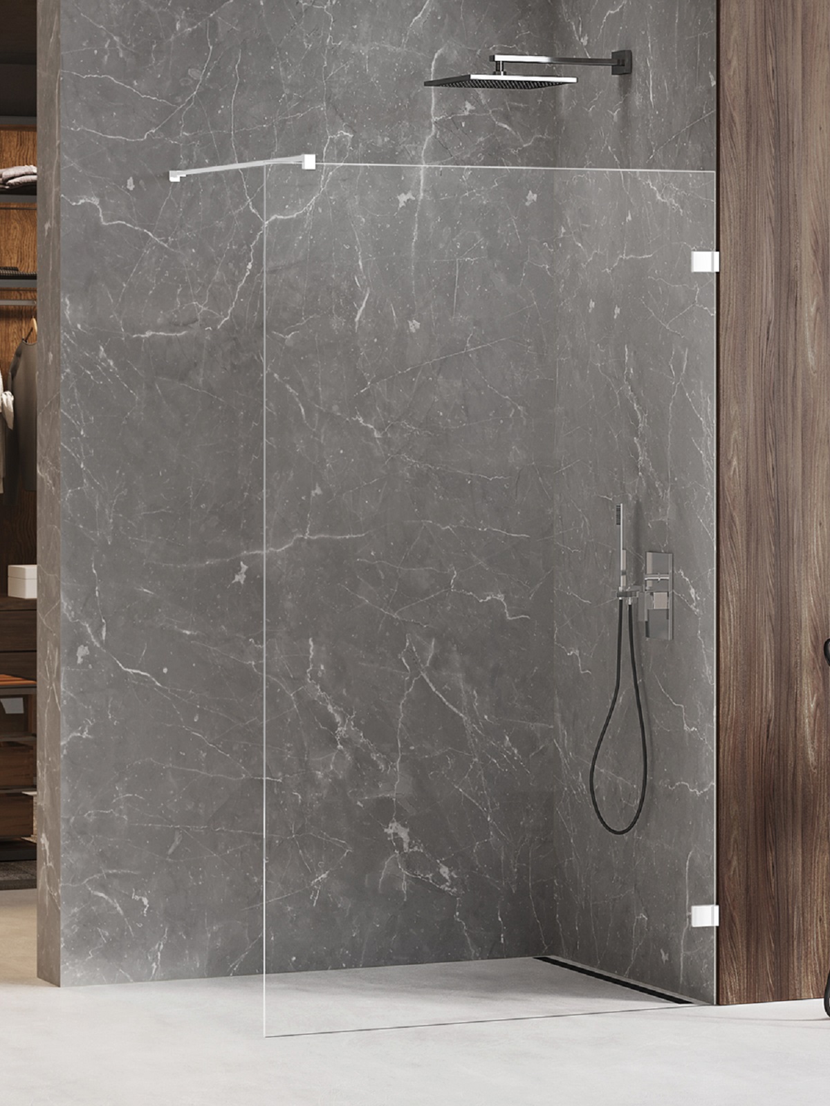 New Trendy Avexa White perete de duș 130 cm alb mat/sticla transparentă EXK-2934