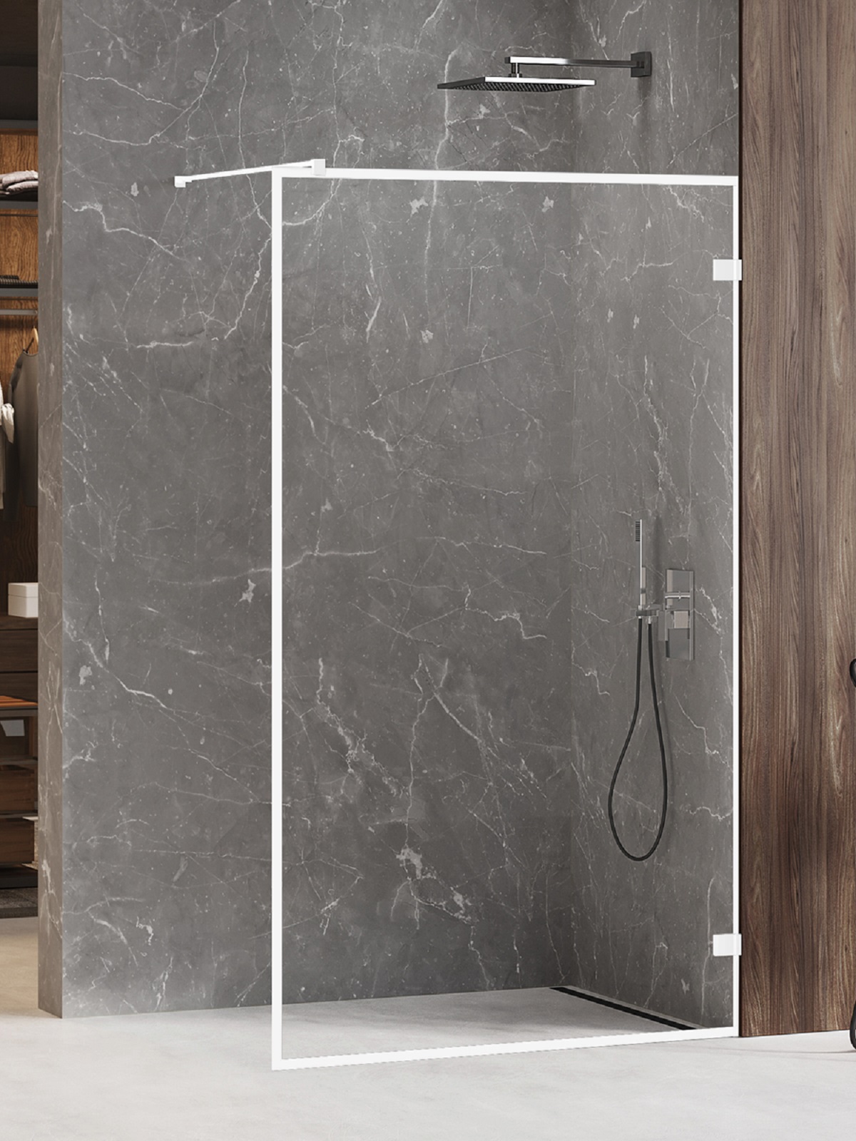 New Trendy Avexa White perete cabină de duș walk-in 120 cm alb mat/sticla transparentă EXK-2997