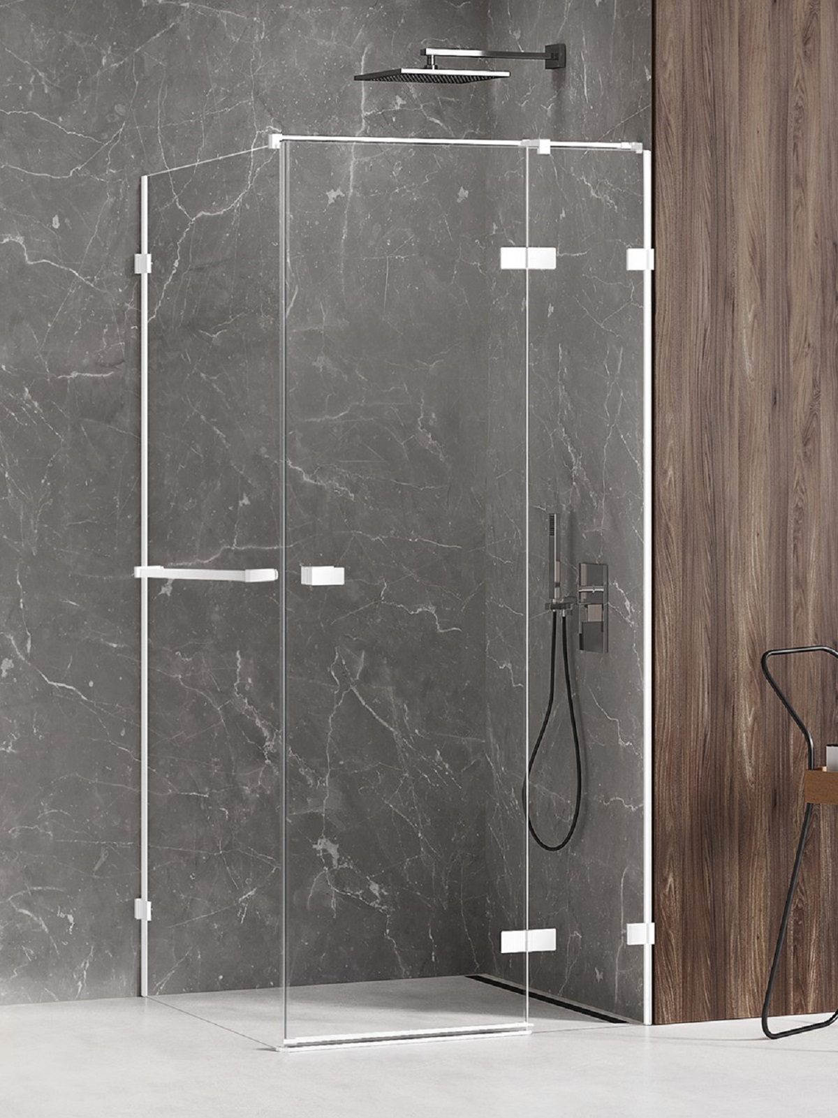 New Trendy Avexa Gunmetal Brushed cabină de duș 120x80 cm dreptunghiular alb mat/sticlă transparentă EXK-2816
