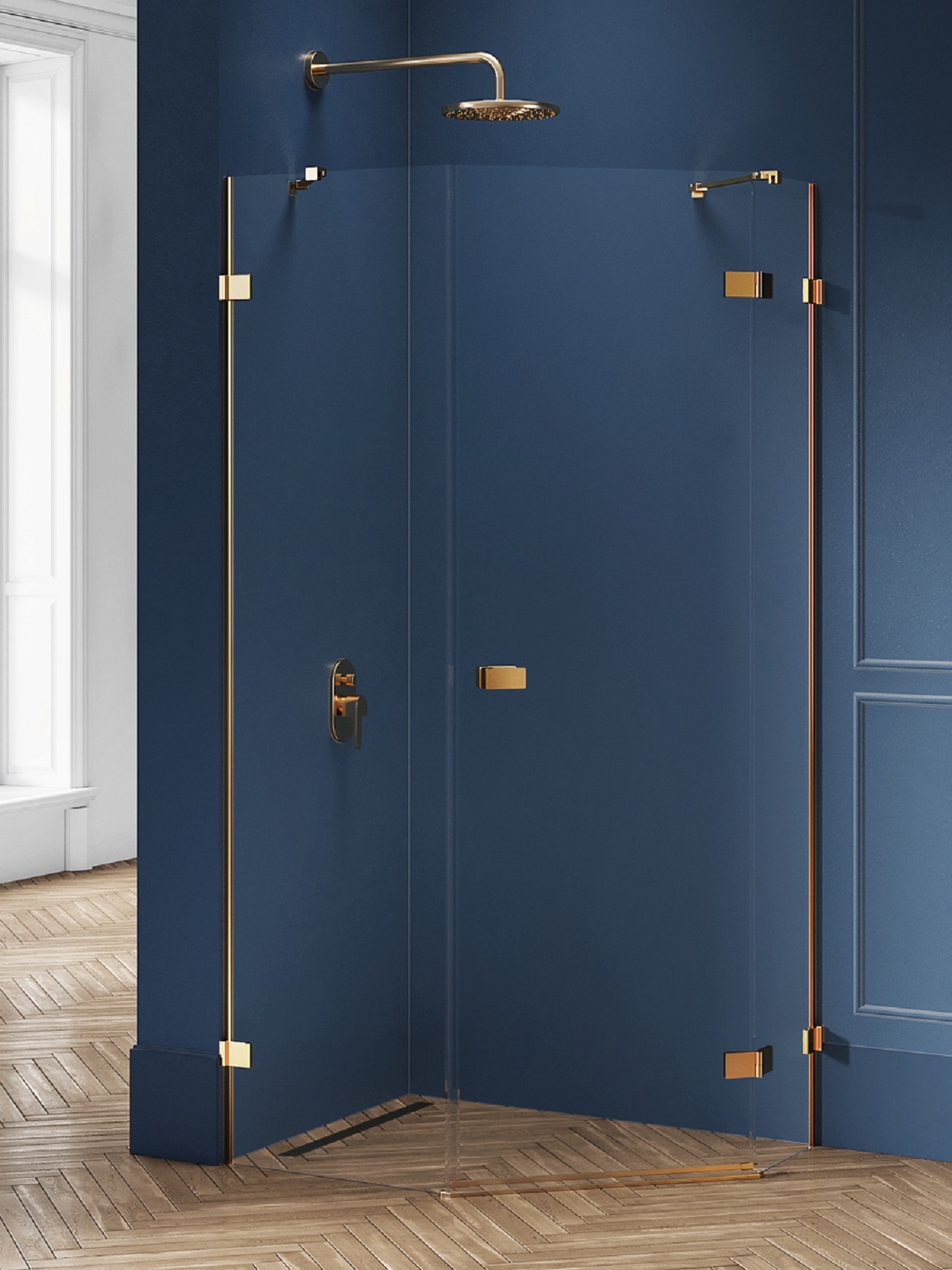New Trendy Avexa Gold Brushed cabină de duș 100x80 cm auriu periat/sticlă transparentă EXK-3861