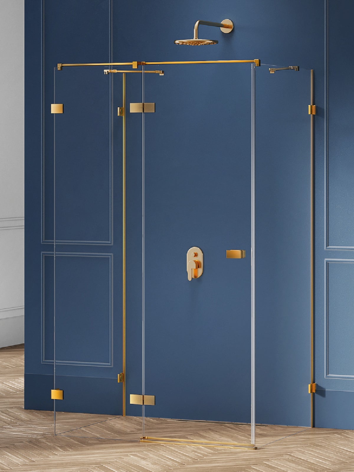 New Trendy Avexa Gold Brushed cabină de duș 120x100 cm dreptunghiular auriu periat/sticlă transparentă EXK-3087