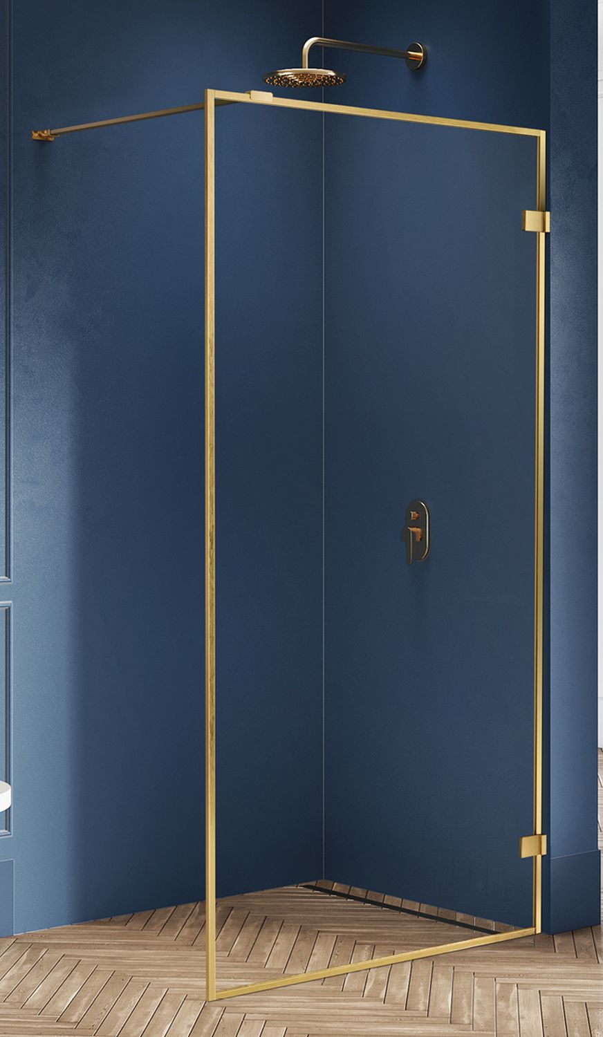 New Trendy Avexa Gold Brushed perete cabină de duș walk-in 120 cm auriu periat/sticla transparentă EXK-3137
