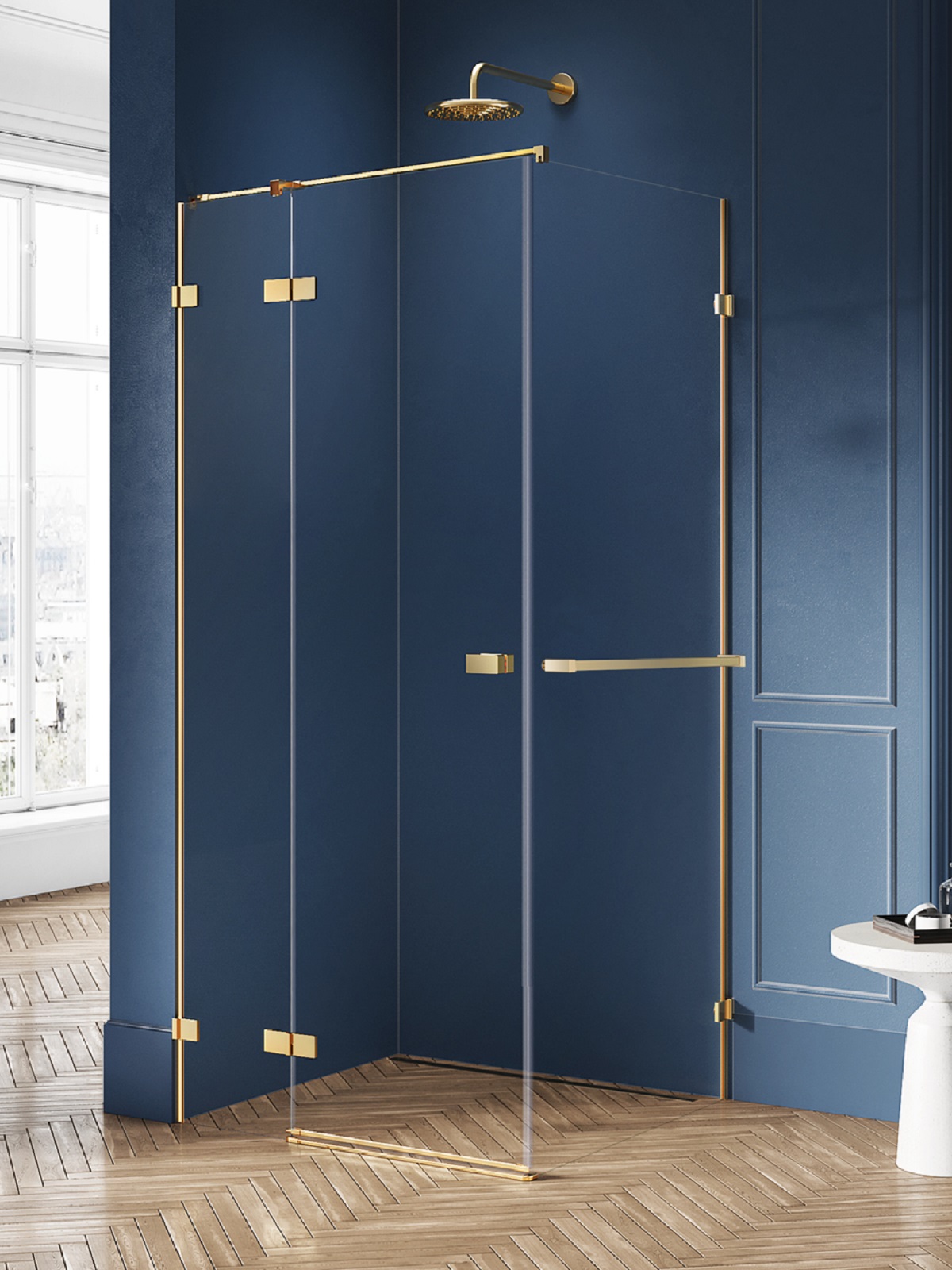 New Trendy Avexa Gold Brushed cabină de duș 120x90 cm dreptunghiular auriu periat/sticlă transparentă EXK-3021